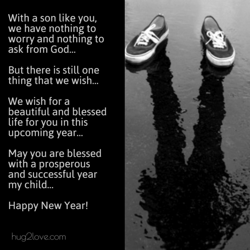 Happy New Year 2024 Wishes for Son Hug2Love